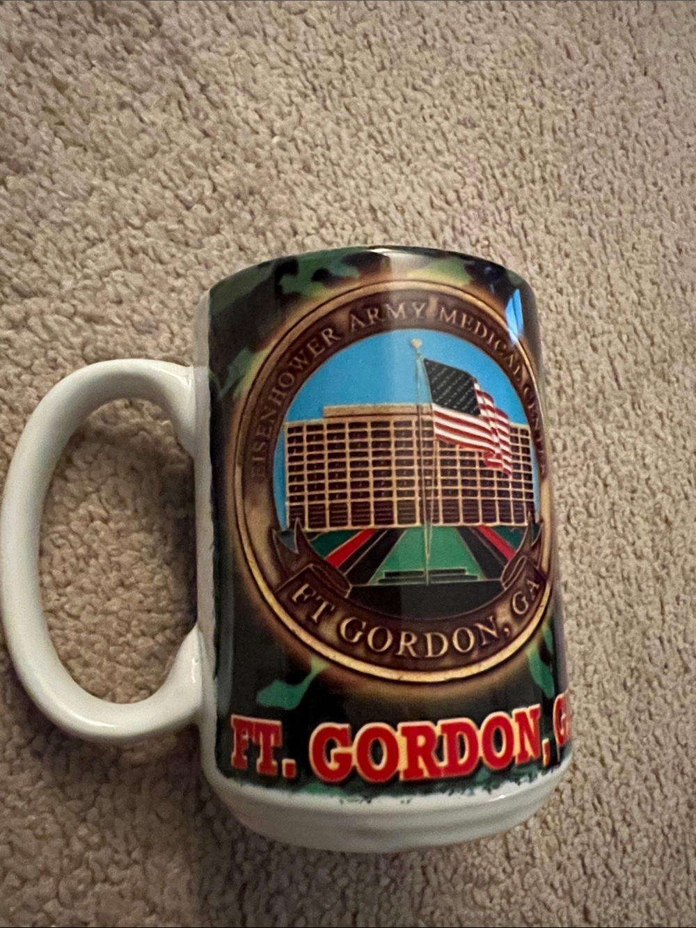 Ft. Gordon Camouflage Ceramic Mug - White Handle